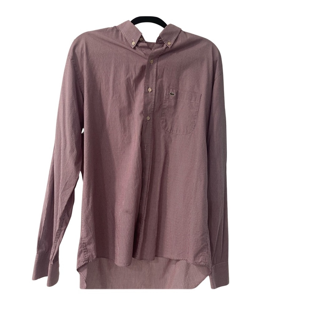 Lacoste Micro-Check Button-Up – Classic & Refined.
23” Pit to Pit